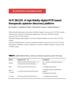 generated from ssDNA SELEX libraries of different sequence