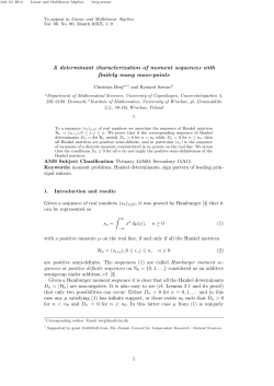 A determinant characterization of moment sequences with finitely