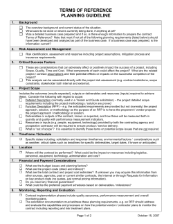 Terms of Reference Planning Guidelines