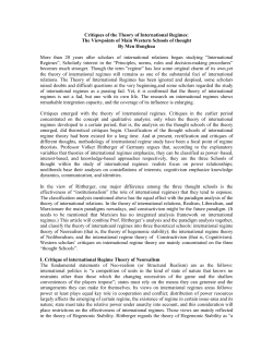 Critiques of the Theory of International Regimes