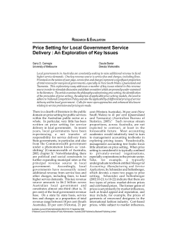 Price Setting for Local Government Service Delivery : An Exploration