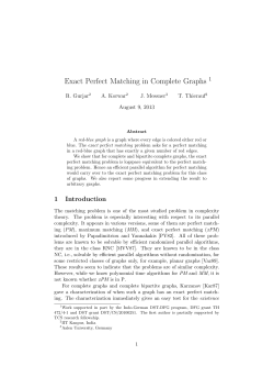 Exact Perfect Matching in Complete Graphs 1 - CSE