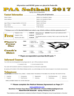 All practices and HOME games are played in Poolesville ** Players