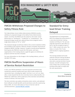 FMCSA Withdraws Proposed Changes to Safety Fitness Rule
