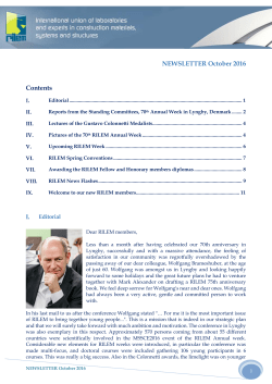 NEWSLETTER October 2016 Contents