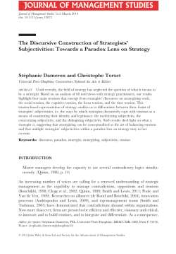 The Discursive Construction of Strategists Subjectivities: Towards a