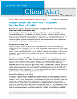 Director Compensation After Calma v. Templeton