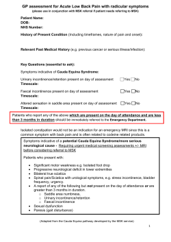GP assessment for Acute Low Back Pain with radicular symptoms