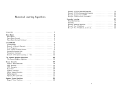 Numerical Learning Algorithms