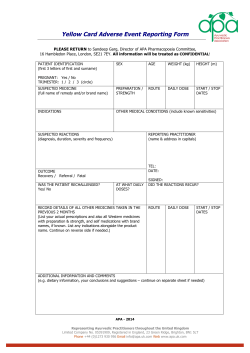Yellow Card Adverse Event Reporting Form