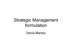 Strategic formulation