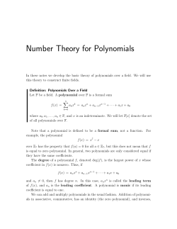 Number Theory for Polynomials