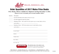 Order Quantities of 2017 Malco Price Books