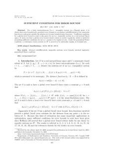 SUFFICIENT CONDITIONS FOR ERROR BOUNDS&lowast; 1