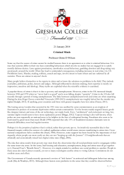 21 January 2014 Criminal Minds Professor Glenn D Wilson Some