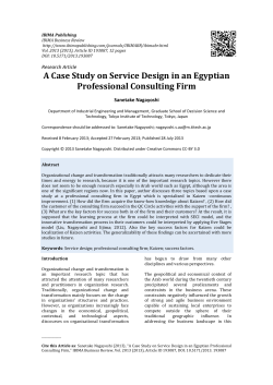 A Case Study on Service Design in an Egyptian