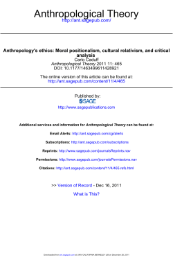 Anthropological Theory - Anthropology of the Contemporary