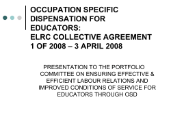 occupational specific dispensation : educators