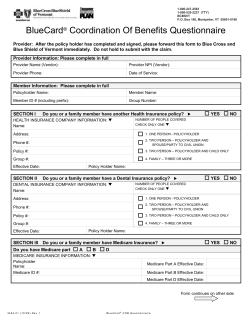 COB Questionnaire for BlueCard Members