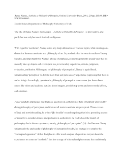 Review of Bence Nanay-Aesthetics as Philosophy of Perception