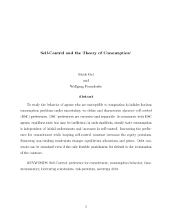 Self-Control and the Theory of Consumption1