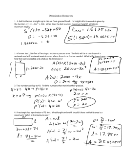 Optimization Homework 1. A ball is thrown straight up in the air from