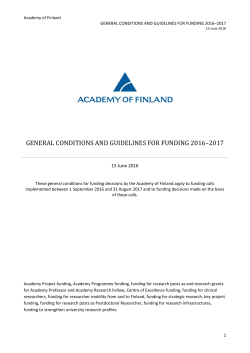 general conditions and guidelines for funding 2016&ndash;2017