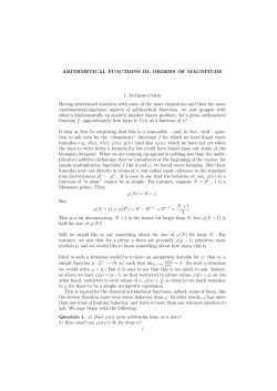 ARITHMETICAL FUNCTIONS III: ORDERS OF MAGNITUDE 1