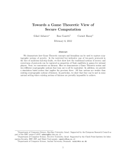 Towards a Game Theoretic View of Secure Computation