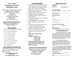 17th Annual Weddington Warriors Basketball Camp