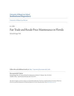 Fair Trade and Resale Price Maintenance in Florida