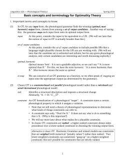 Basic concepts and terminology for Optimality Theory