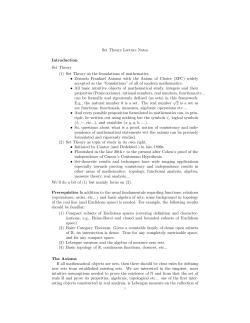 Set Theory Lecture Notes Introduction. Set Theory (1) Set Theory as