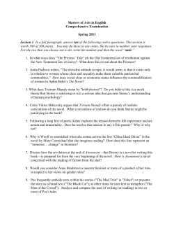 Masters of Arts in English Comprehensive Examination Spring 2011