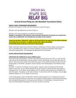 Second Annual Relay for Life Mushball Tournament Rules