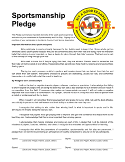 Sportsmanship Pledge - Morris County Youth Soccer Association