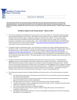 President`s Report to the Faculty Senate &ndash; March 8, 2017