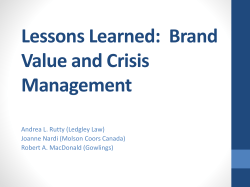 Lessons Learned: Brand Value and Crisis Management