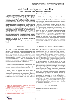 Artificial Intelligence &ndash; New Era - International Journal of New