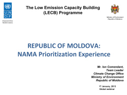 (LECB) Programme REPUBLIC OF MOLDOVA: NAMA Prioritization