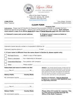 claim form - Treasurer Lynn Fitch
