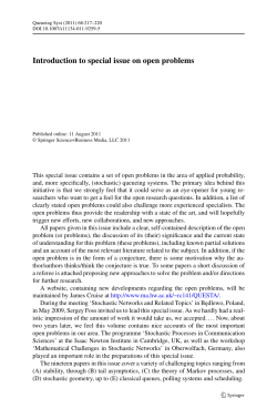 Introduction to special issue on open problems