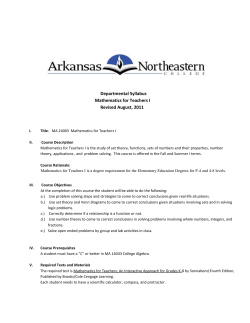 Math for Teachers I - myANC - Arkansas Northeastern College