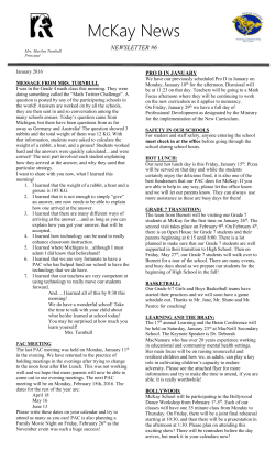 Newsletter #6 - McKay Elementary School