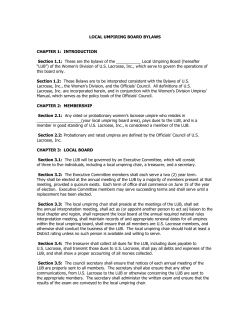 LOCAL UMPIRING BOARD BYLAWS CHAPTER 1: INTRODUCTION