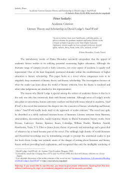 P&eacute;ter Sz&eacute;kely: Academic Criction: Literary Theory