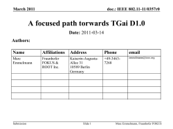 A focused path forwards TGai D1.0