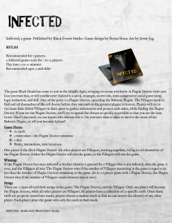 Infected, a game. Published by Black Forest Studio. Game design by