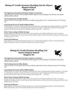 Rising 6 th Grade Summer Reading List Hanes Magnet
