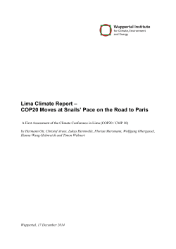 Lima Climate Report: COP20 Moves at Snails` Pace on the Road to